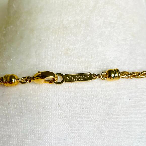 Vintage Napier Gold Tone Twisted Ball and Cord Chain 24in Necklace - Picture 3 of 4